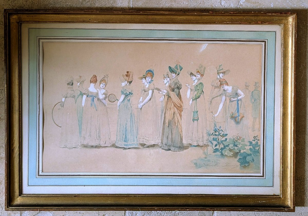 Élégantes par Madeleine Lemaire Lithographie encadrée -photo-5