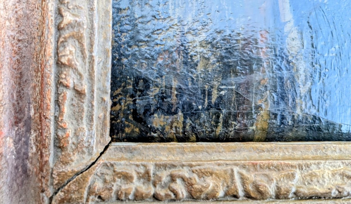 Huile sur toile encadrée, portrait signé Adolphe Pétérelle-photo-2