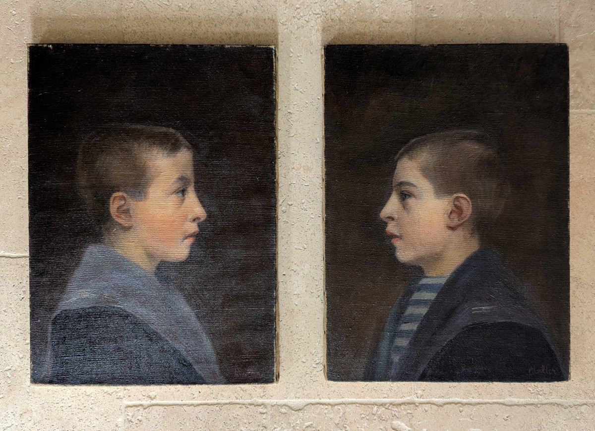 2 portraits d'enfants en tenues de marins vers 1910.-photo-5