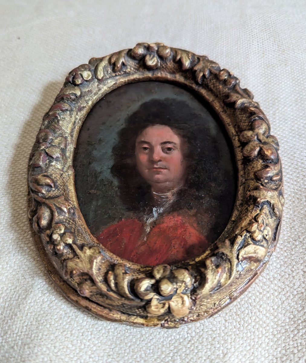 Miniature Portrait Of A Nobleman, Framed In The Louis XIV Period-photo-3