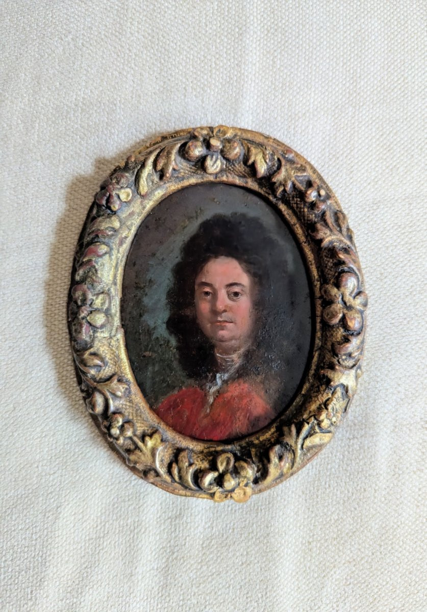Miniature Portrait Of A Nobleman, Framed In The Louis XIV Period-photo-4