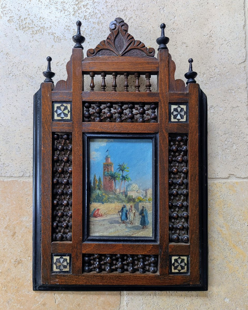 Orientalist Painting And Frame, Circa 1900-photo-1