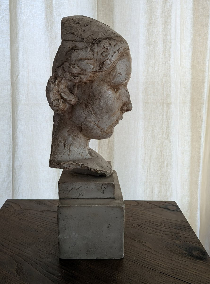 Buste de femme signé Georges Halbout daté 1922-photo-4