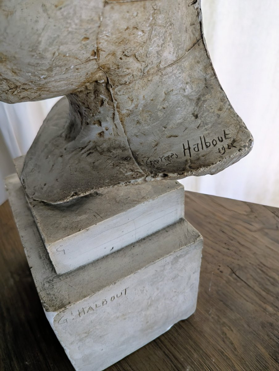 Buste de femme signé Georges Halbout daté 1922-photo-1