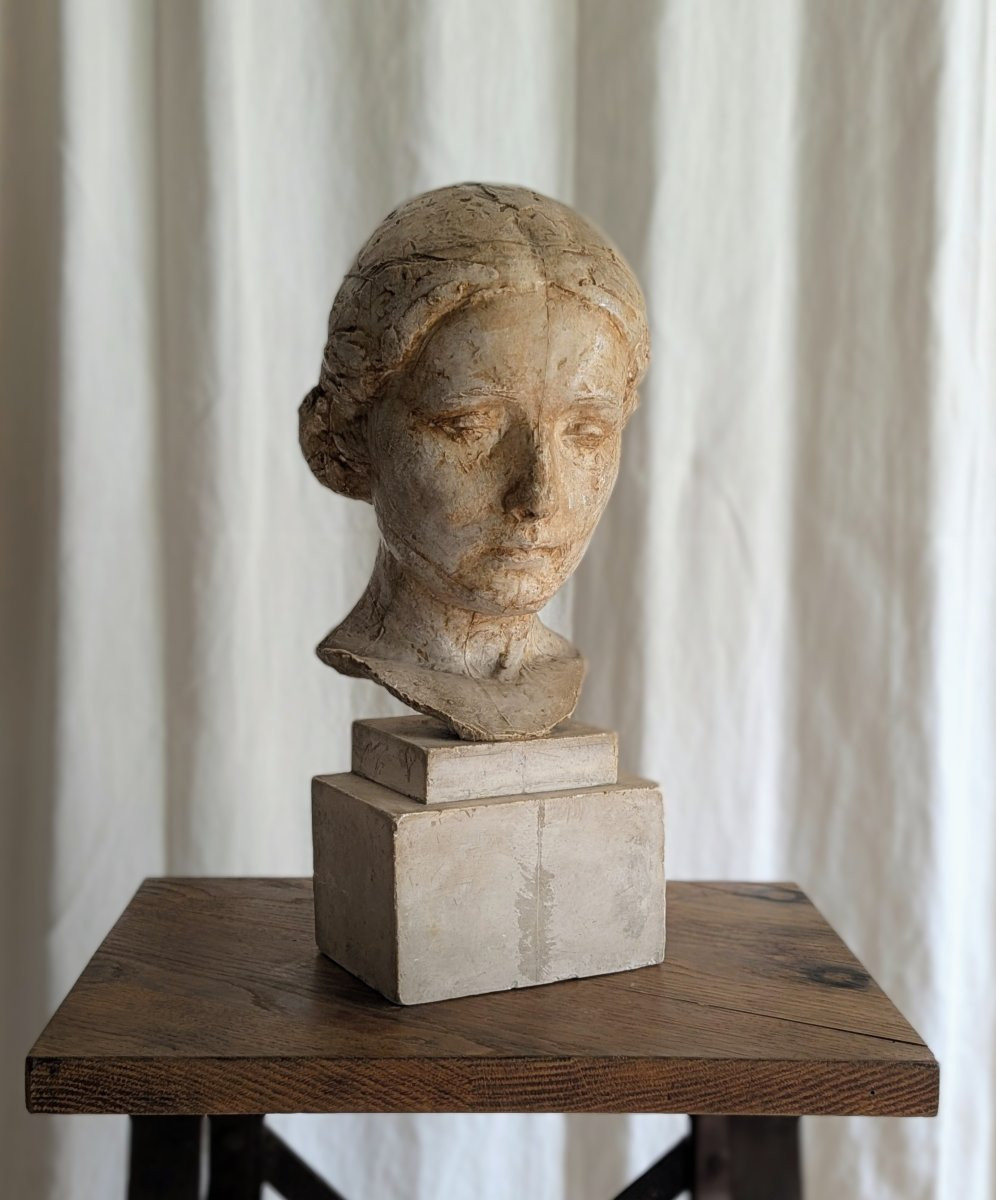 Buste de femme signé Georges Halbout daté 1922-photo-4