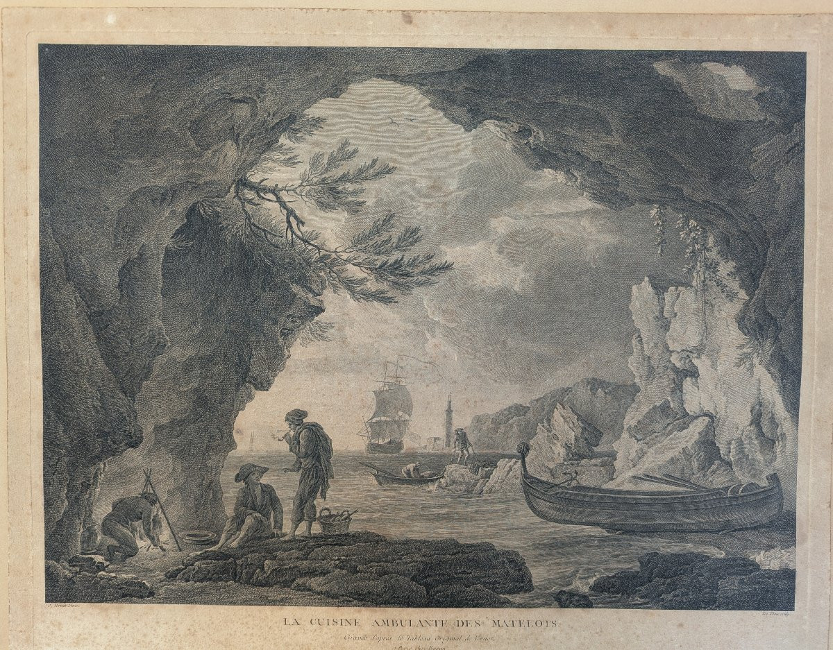 The Sailors' Traveling Kitchen, Framed Engraving - Joseph Vernet, Around 1775-photo-3