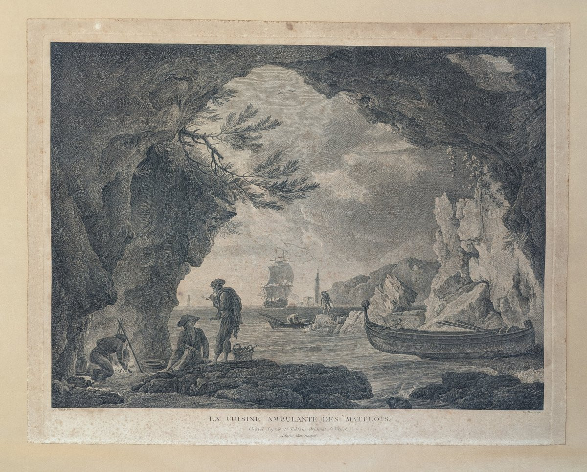 The Sailors' Traveling Kitchen, Framed Engraving - Joseph Vernet, Around 1775-photo-1