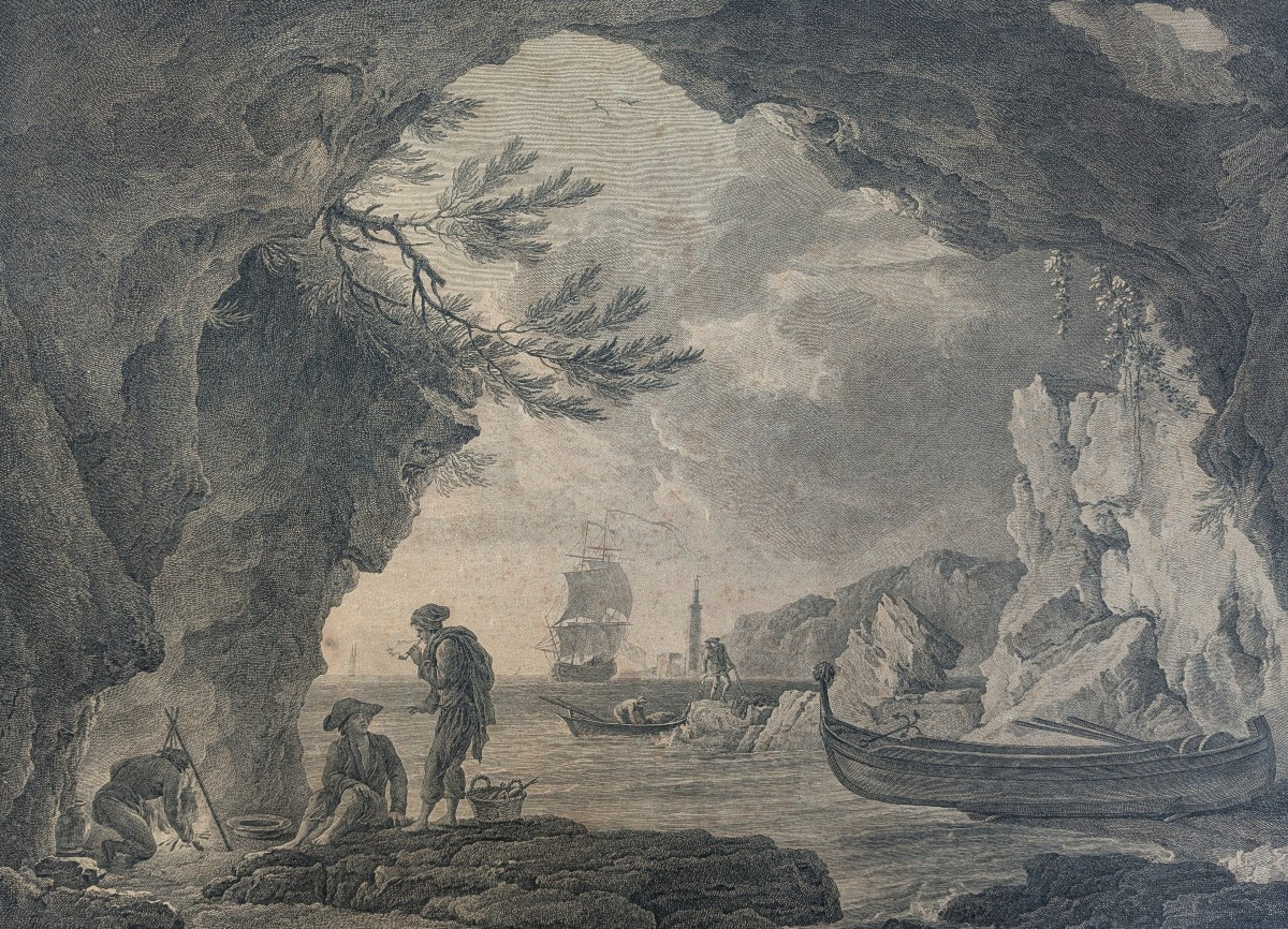 The Sailors' Traveling Kitchen, Framed Engraving - Joseph Vernet, Around 1775