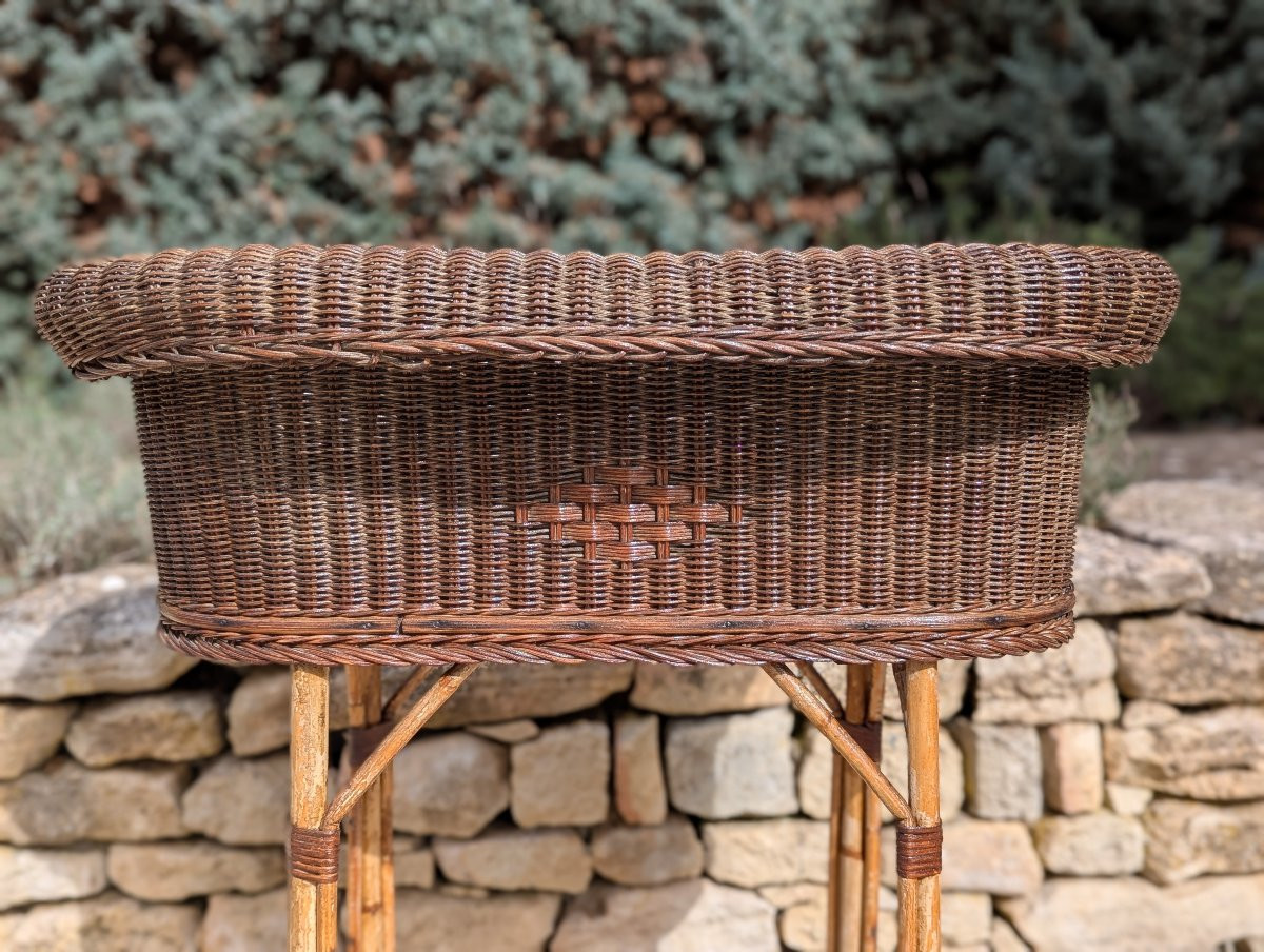 Jardinière sur pieds en rotin et bambou.-photo-3