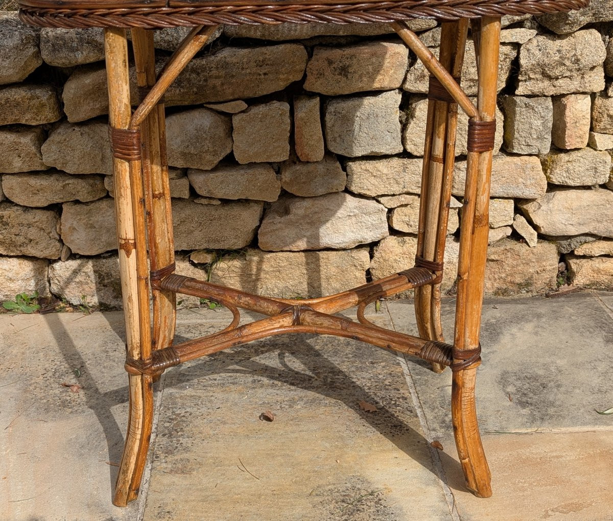 Jardinière sur pieds en rotin et bambou.-photo-4