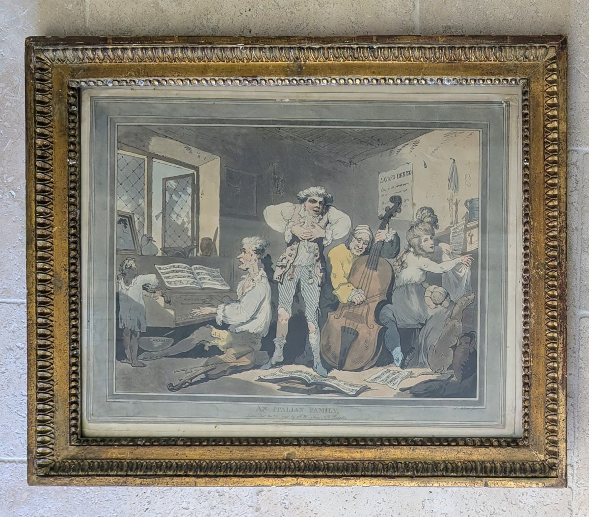 2 Framed 18th-century Satirical Etchings French And Italian Families-photo-3