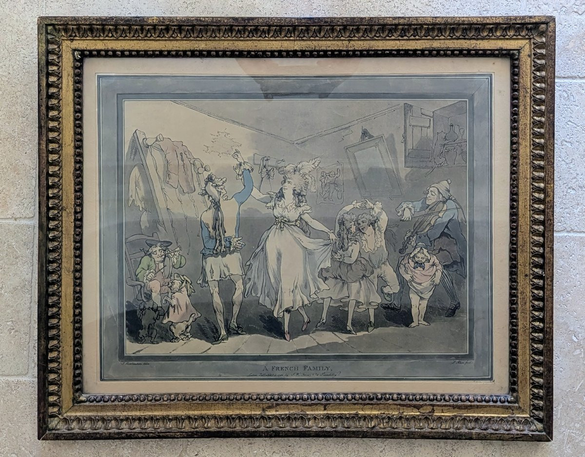 2 Framed 18th-century Satirical Etchings French And Italian Families-photo-4