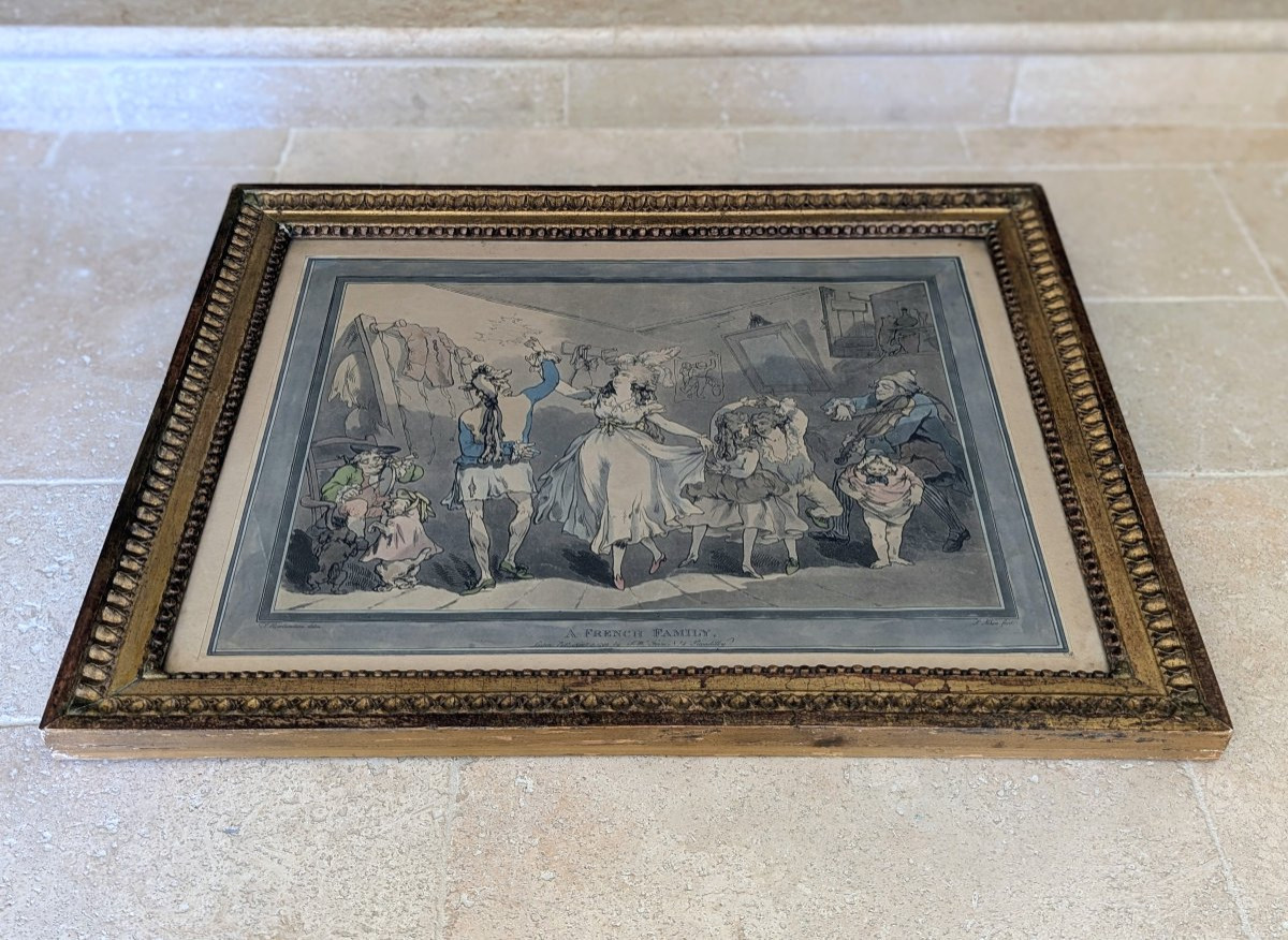 2 Framed 18th-century Satirical Etchings French And Italian Families-photo-6