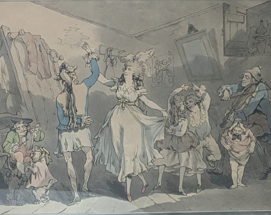 2 Framed 18th-century Satirical Etchings French And Italian Families-photo-7