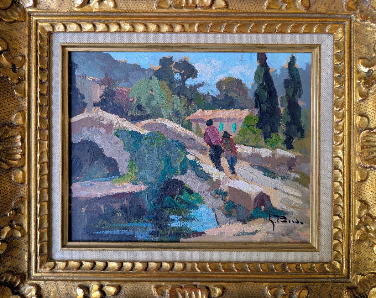 2 Framed Paintings By Maurice Paris. Villages Of Provence -photo-3