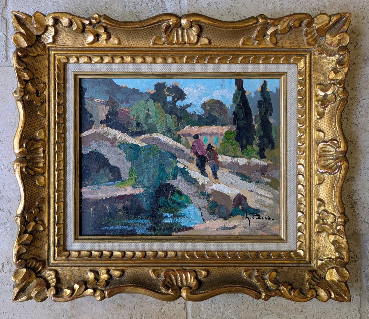 2 Framed Paintings By Maurice Paris. Villages Of Provence -photo-3