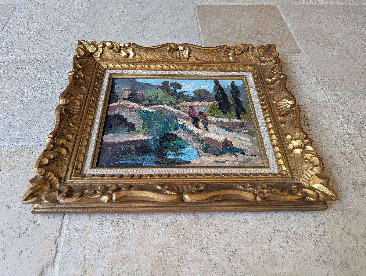 2 Framed Paintings By Maurice Paris. Villages Of Provence -photo-5