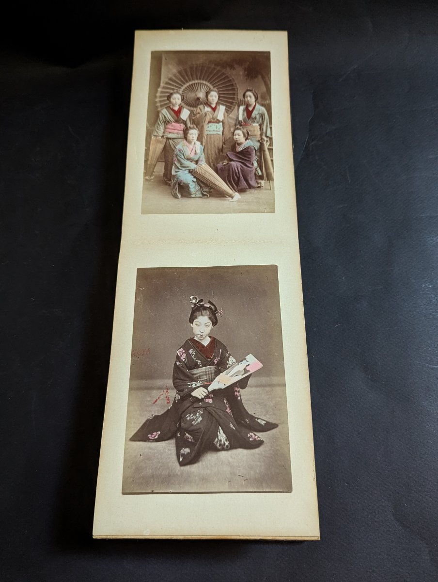 Photo Album Containing 24 Albumen Prints, With A Lacquered Cover. Meiji Period, Japan 