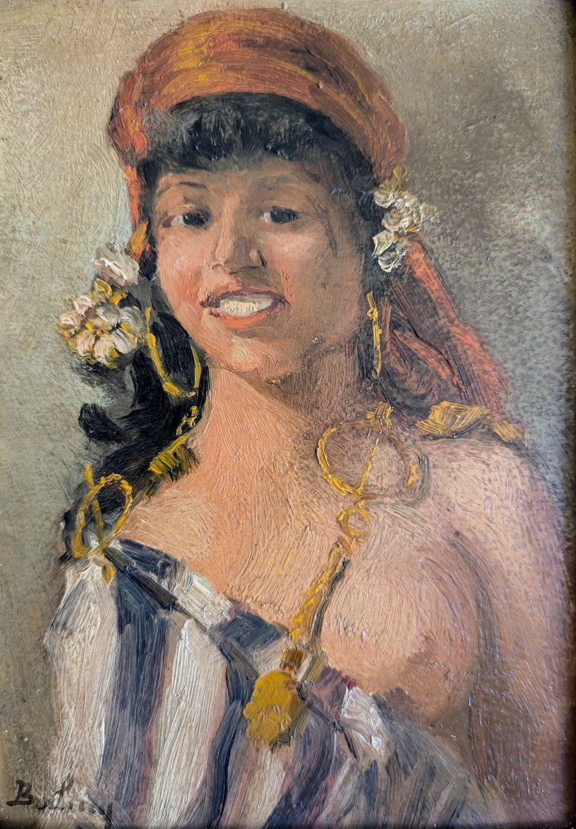 Paire de portraits orientalistes fin XIXème siècle Afrique du Nord-photo-2