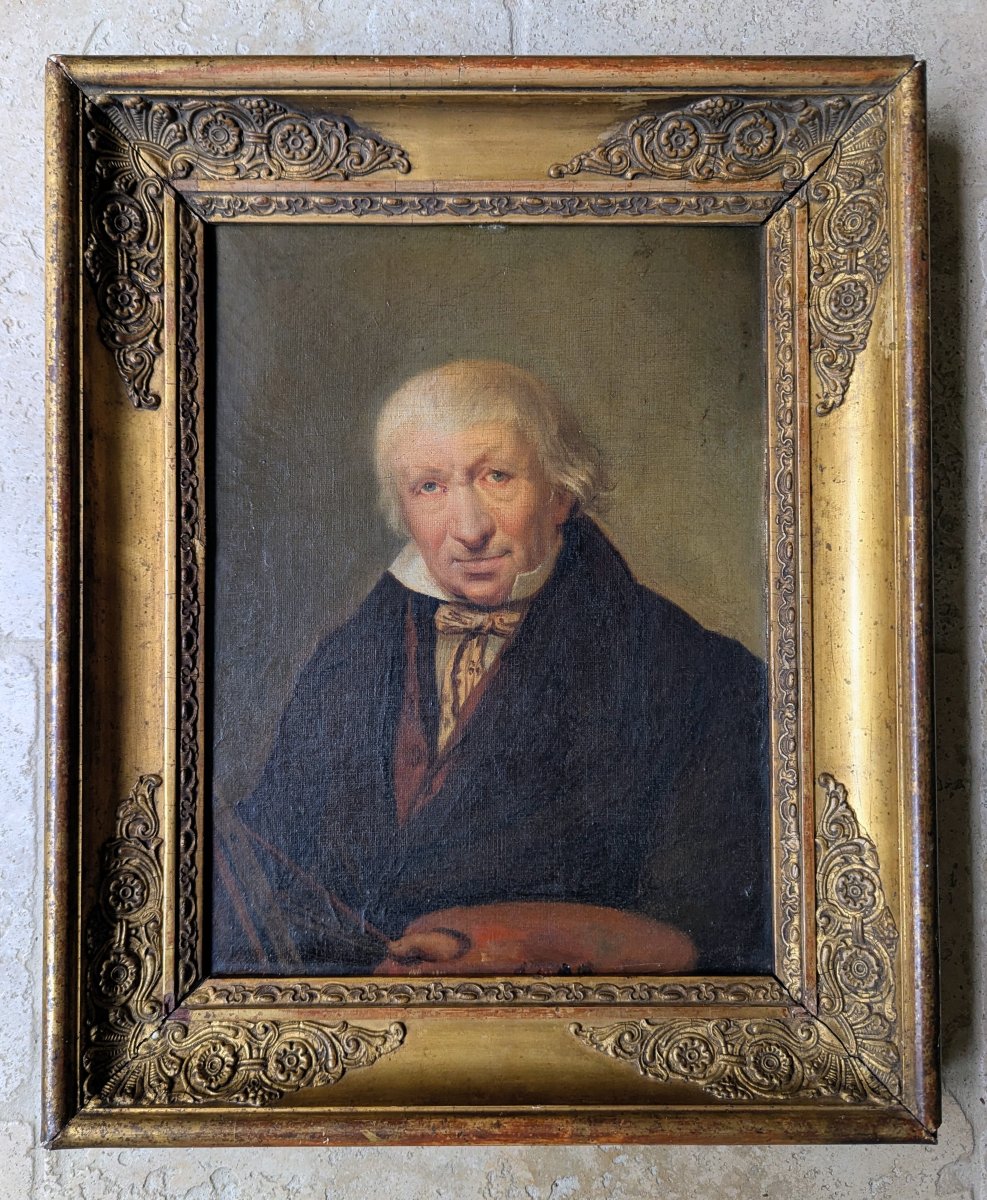 Framed Portrait Of A Painter From The Early 19th Century.-photo-3