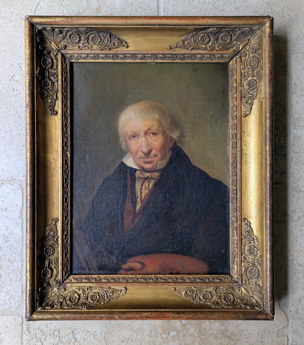 Framed Portrait Of A Painter From The Early 19th Century.-photo-4