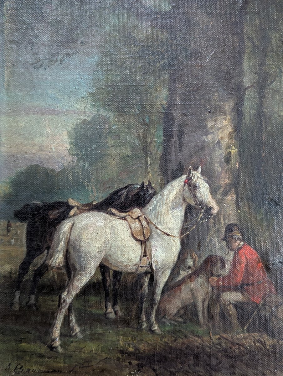 &amp;amp;quot;horse Herder, Horses, And Dogs At Rest&amp;amp;quot; By Alphonse Victor Baumann -photo-2