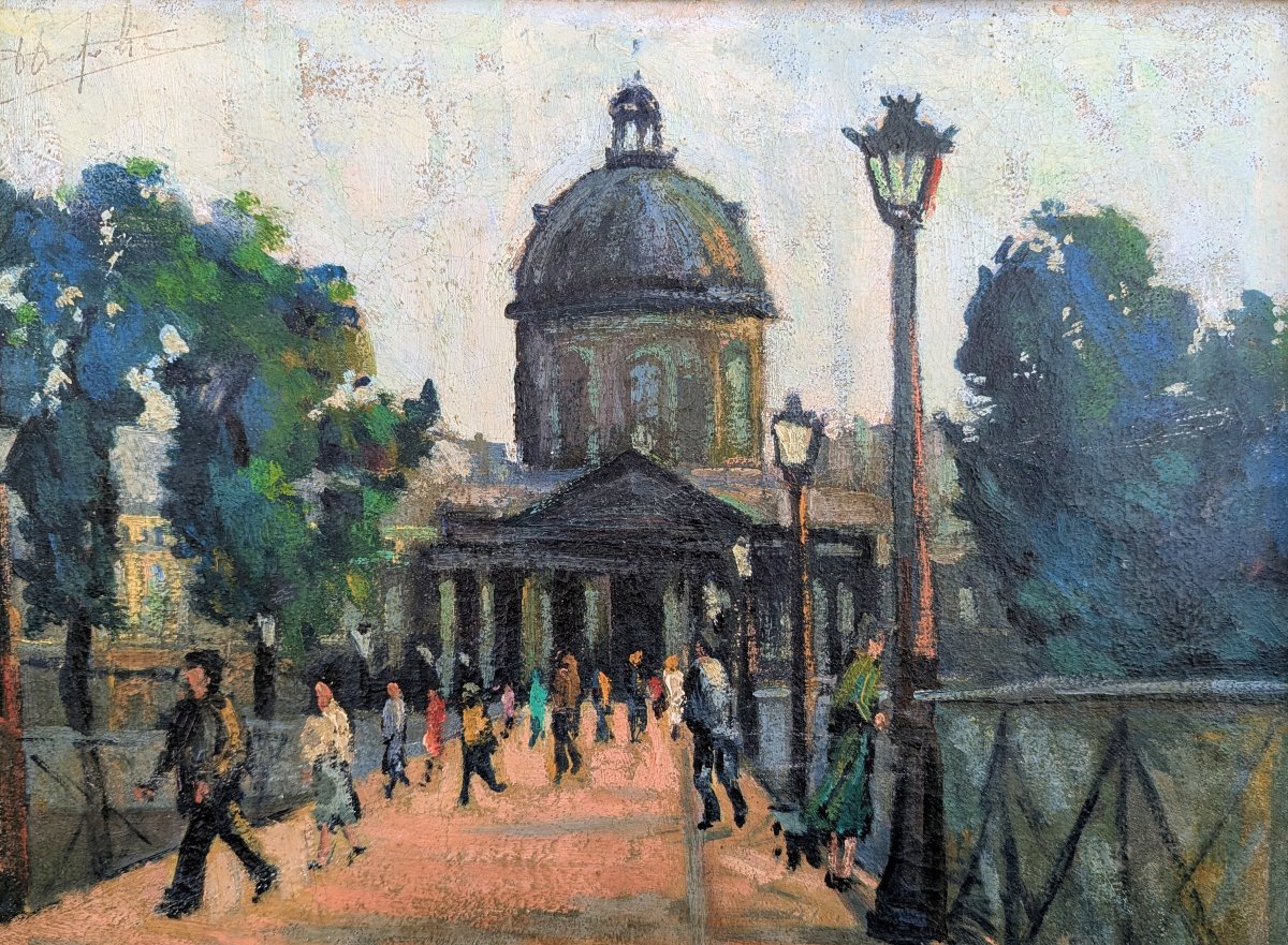 Paris, promeneurs sur le Pont des Arts. -photo-1