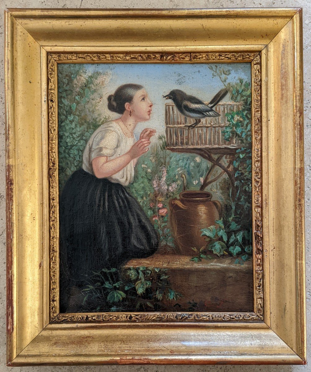 The Girl And The Bird. Nineteenth Century.-photo-2