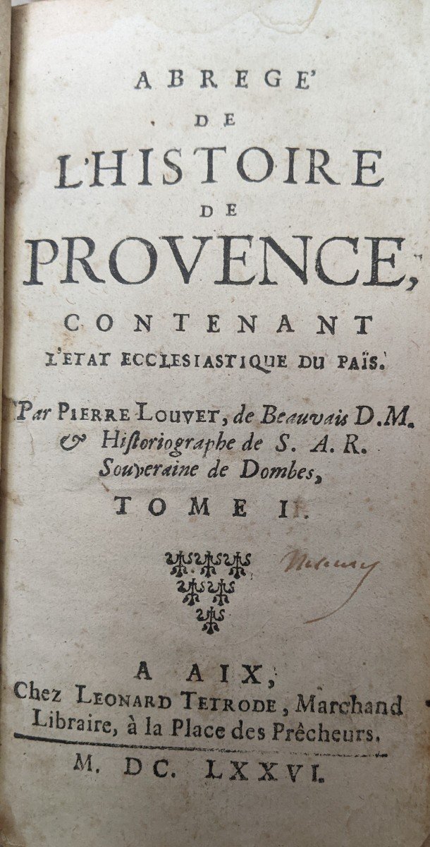 Abrégé de l'histoire de Provence. 2 volumes 1676-photo-4