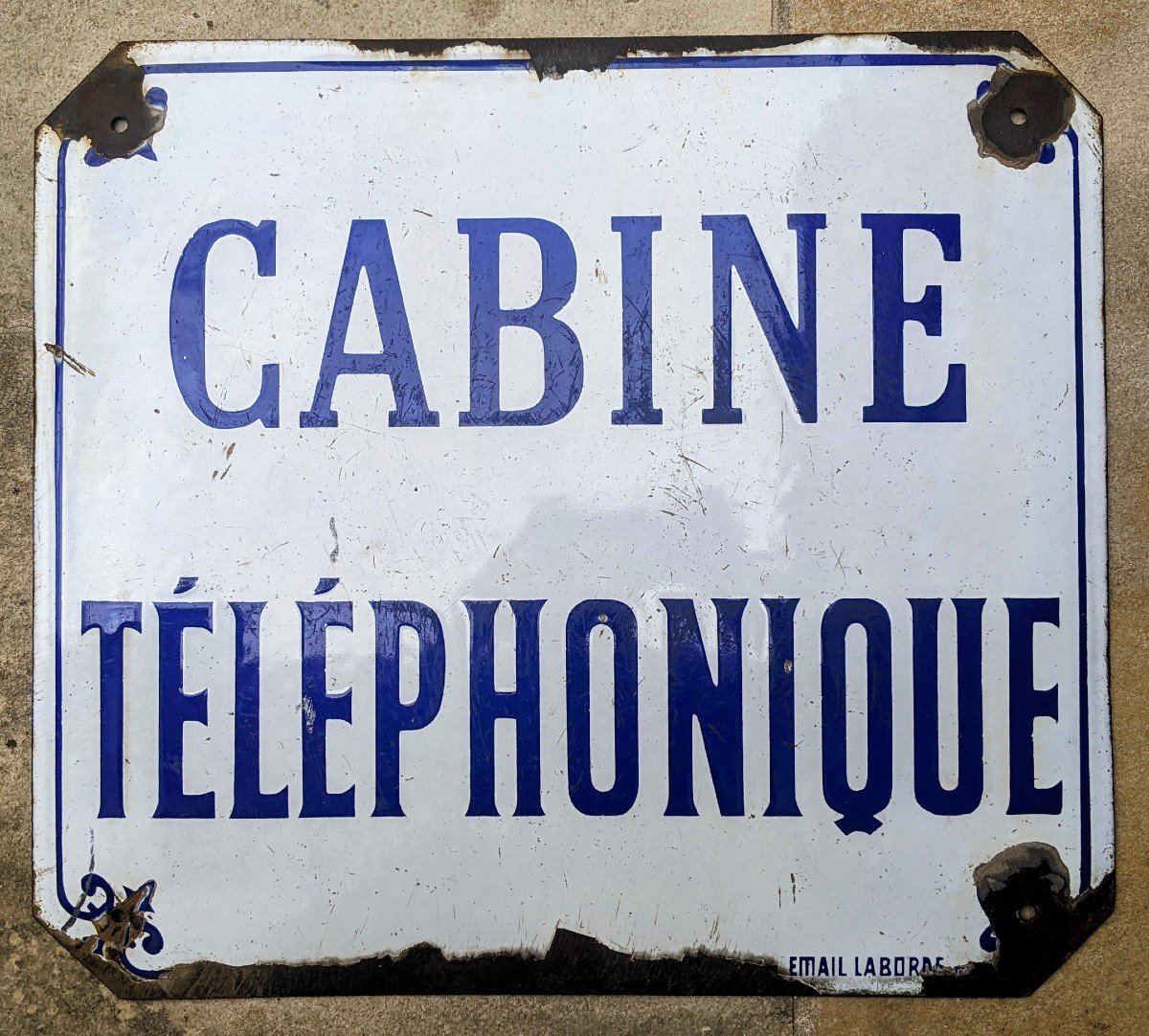 Plaque émaillée : Cabine téléphonique 