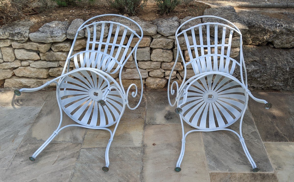 Paire de fauteuils de jardin, lames à ressort -photo-1