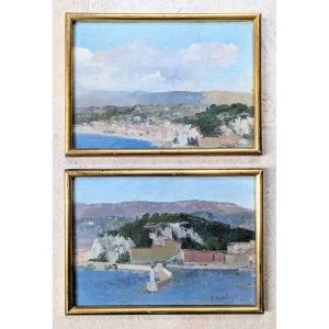 Paire de peintures. Nice Côte d'Azur 