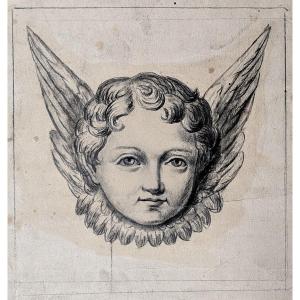 Cherub - 19th Century Drawing