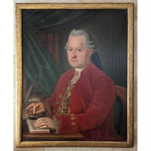 Portrait de Gentilhomme Encadré. XVIIIème Siècle 