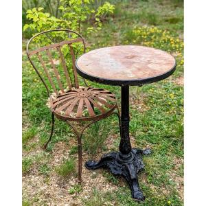 Bistrot Cast Iron Pedestal Table, Marble Top 