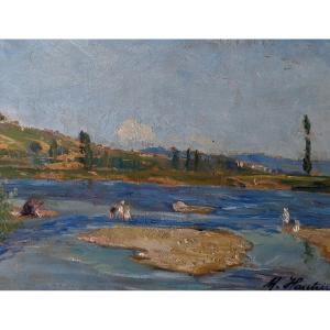The Banks Of The Allier At Vichy By Mathilde Hautrive