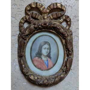 18th Century Framed Miniature: The Adolescent Christ 