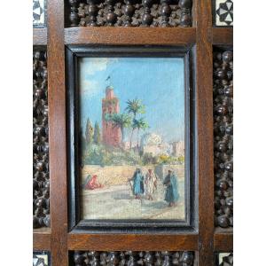 Peinture et cadre orientaliste vers 1900