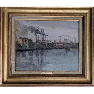 Suresnes, le quai et les usines par Gandon. 1916