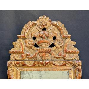 Small Carved And Gilded Wooden Mirror In The Regency Style.