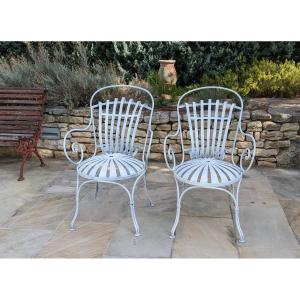 Pair Of Garden Armchairs, Spring Blades