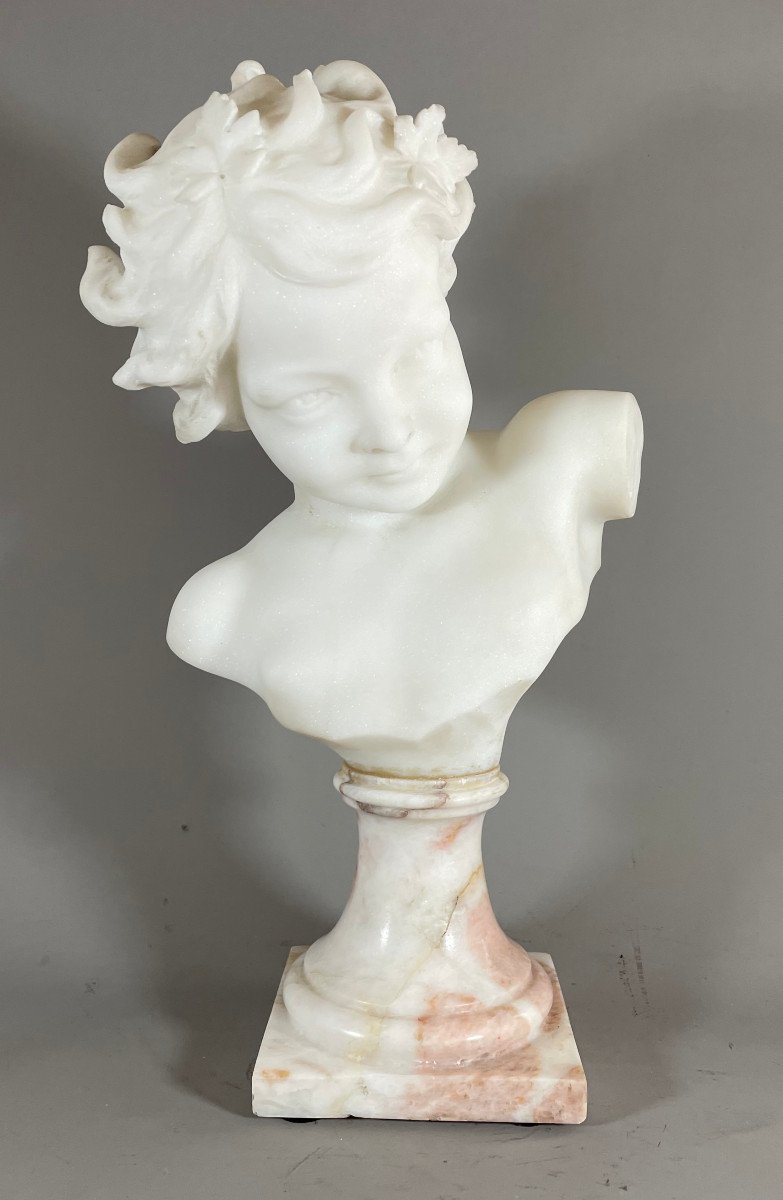 Buste de faune en marbre de Carrare Signé A.gory (1886-1925)