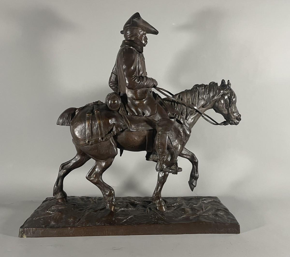 Retour De Campagne  Officier à Cheval d'Après Santa Coloma 1826-1886  Bronze-photo-2