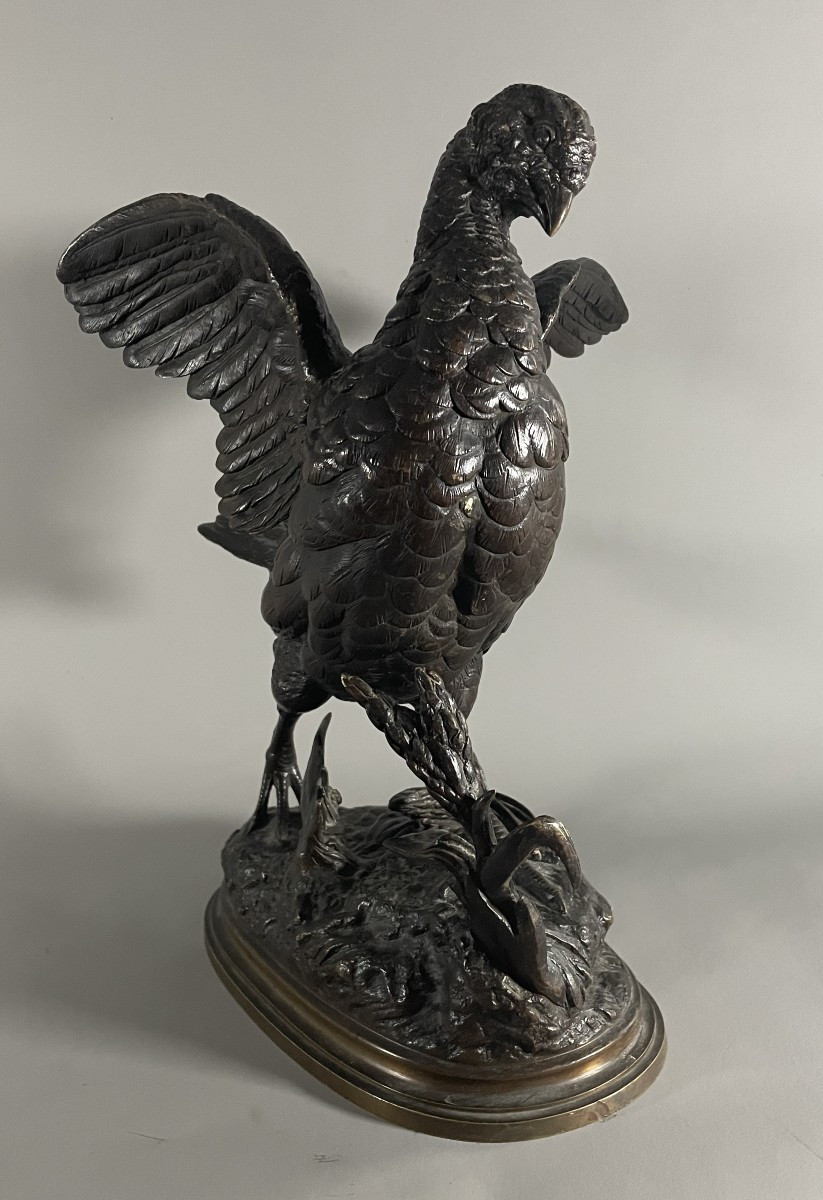 Edouard Delabrierre 1829-1910 Partridge In Bronze -photo-2
