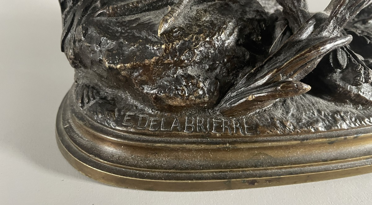 Edouard Delabrierre 1829-1910 Partridge In Bronze -photo-1