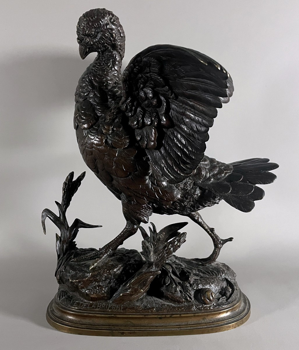 Edouard Delabrierre 1829-1910 Partridge In Bronze 