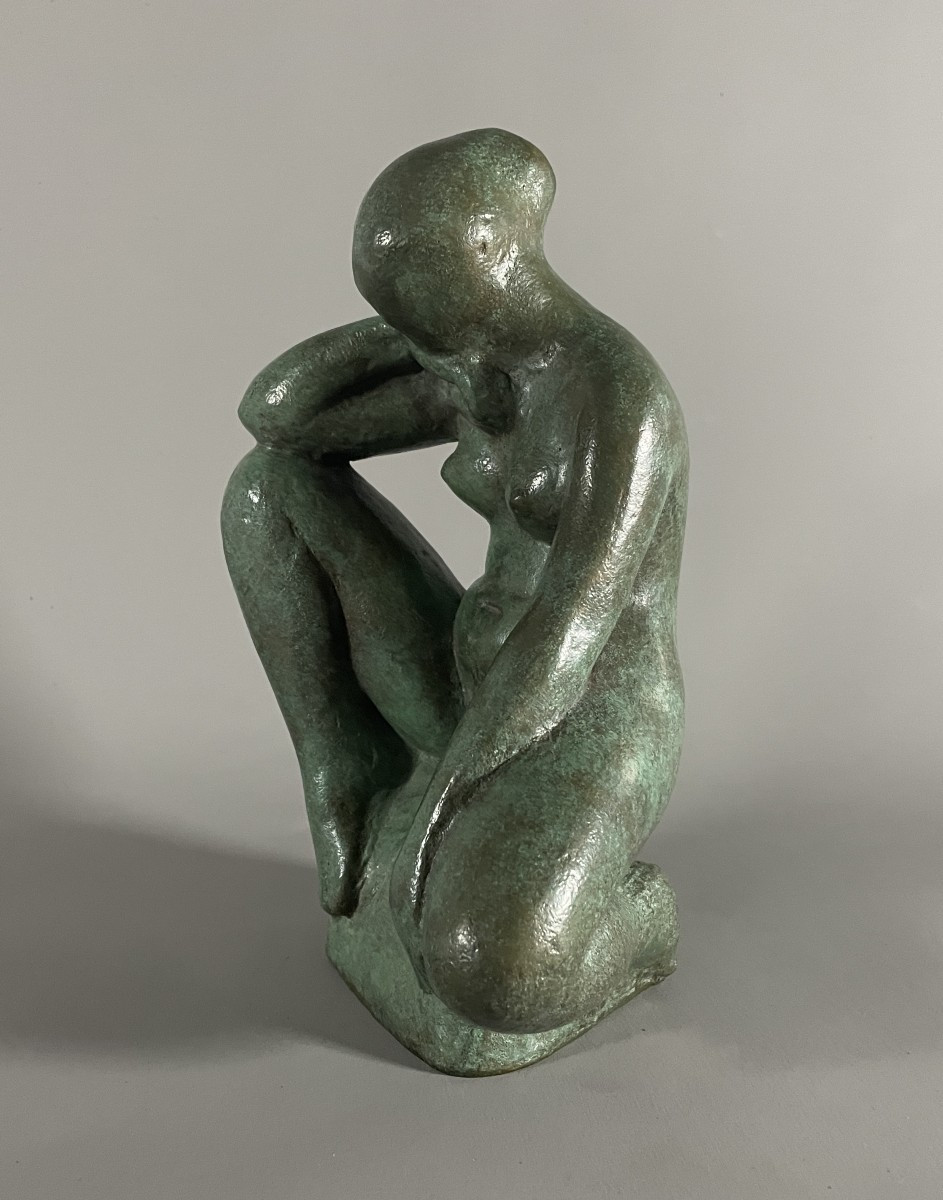André Jaoul 1928-2000. Seated Bronze Nude-photo-2