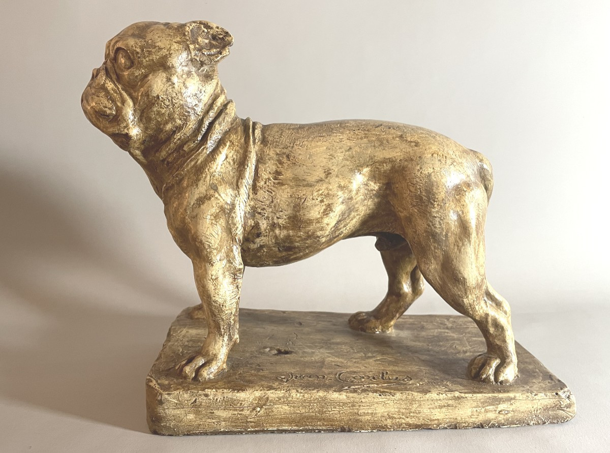 Jean Carlus 1852-1930 French Bulldog Original Plaster Cast-photo-2