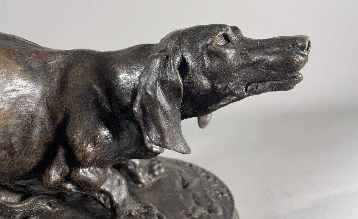 Pj Mêne 1810-1879 Bronze Chien Basset Susse Fondeur-photo-1