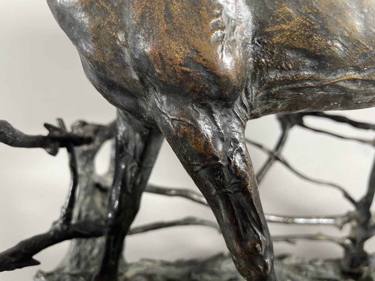 P.J MÊNE 1810-1879 Bronze Cheval à la barrière 1846-photo-2